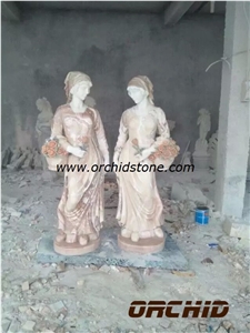 Sunset Red Marble Fairy Goddess Sculptures