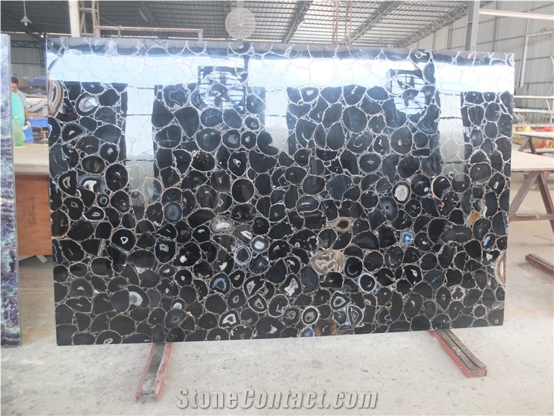 Black Agate Semiprecious Stone Panel,Black Semiprecious Stone Agate Slabs&Tiles