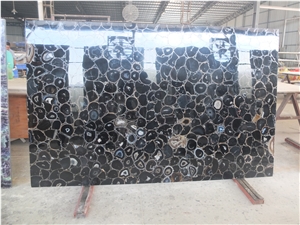 Black Agate Semiprecious Stone Panel,Black Semiprecious Stone Agate Slabs&Tiles