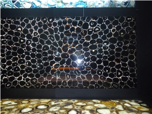 Black Agate Semiprecious Stone Panel,Black Semiprecious Stone Agate Slabs&Tiles
