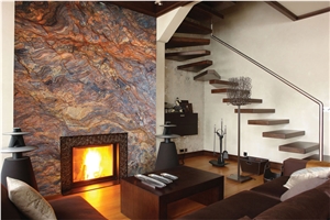 Polished Fusion Quartzite Fireplace Design,Brazil Quartzite Fireplace Decorating