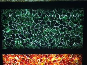 Translucent Green Agate Semiprecious Stone Slas &Tiles,Pink Crystal Semi Presious Wall Panel,Green Agate Semi Precipus Gem Home Decor