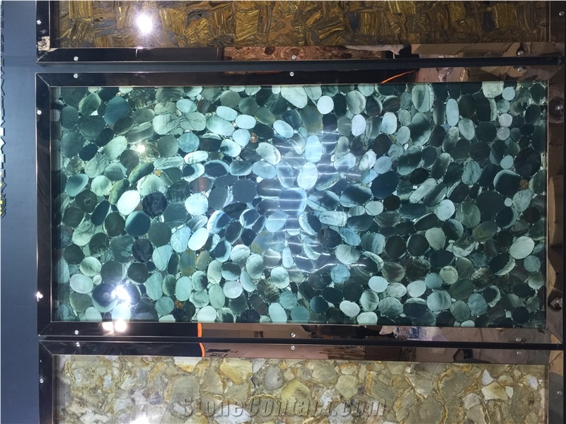Translucent Green Agate Semiprecious Stone Slas &Tiles,Pink Crystal Semi Presious Wall Panel,Green Agate Semi Precipus Gem Home Decor