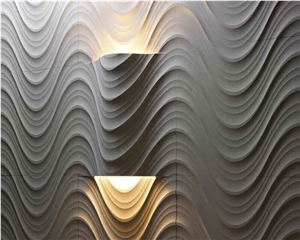 Spray Wave White Limestone Art 3d Walling Panel Covering for Home Wall Decoration Honed Customized Spray Wave White Limestone Art 3d Walling Panel Covering for Home Wall Decoration Honed Customized