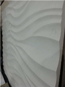 Spray Wave White Limestone Art 3d Walling Panel Covering for Home Wall Decoration Honed Customized