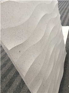 Spray Wave White Limestone Art 3d Walling Panel Covering for Home Wall Decoration Honed Customized