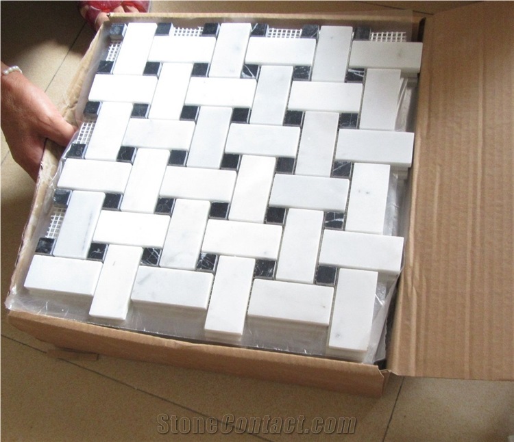 Cheap Mosaic Tiles Bianco Carrara White Marble Mosaic Pattern