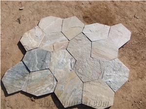 China Popular Cheap Yellow Irregular Crazy Paving Flagstone for Walkway, Road Paving Stone, Driveway, Natural Paving Stone Decoration for Garden, House Exterior Wall, Quarry Owner