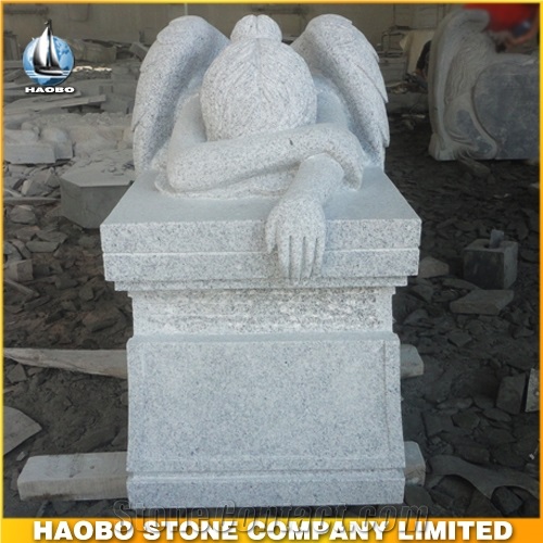 Grey Granite Weeping Angel Headstone