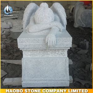 Grey Granite Weeping Angel Headstone
