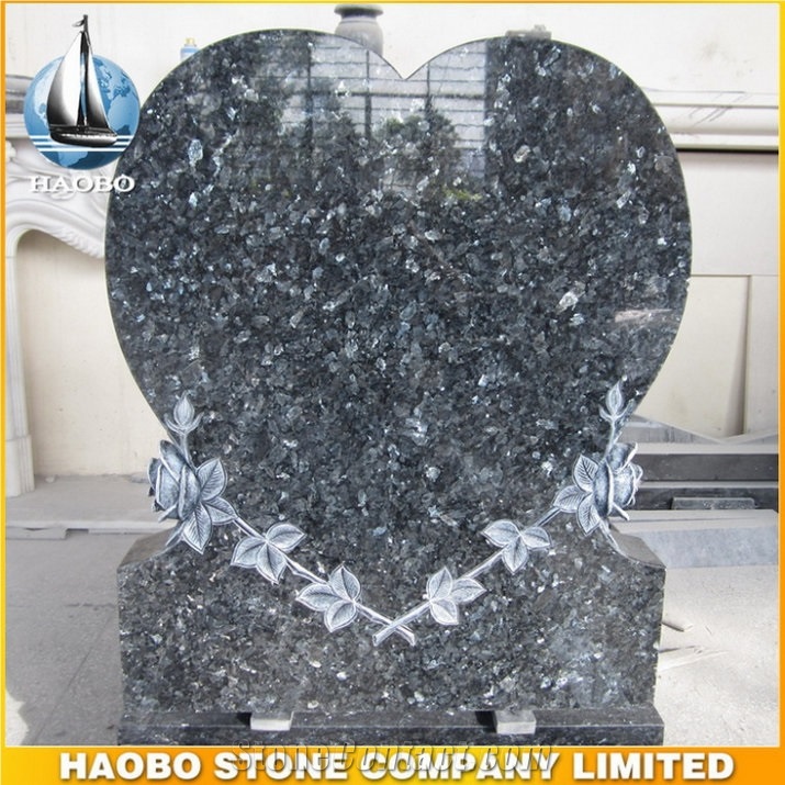 Haobo Heart Shape Blue Pearl Granite Headstone & Monument & Tombstone