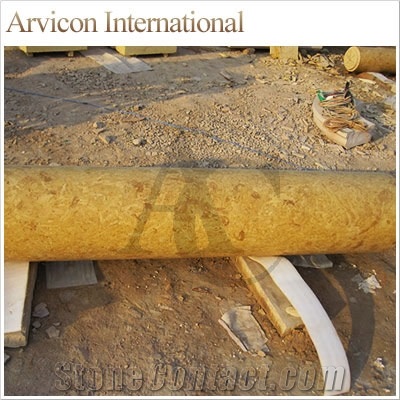 Jodhpur Flowery Gold Sandstone Columns, Yellow Sandstone Columns