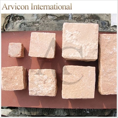 Jodhpur Pink Sandstone Cobble Stone, Paving Sets, Pavers