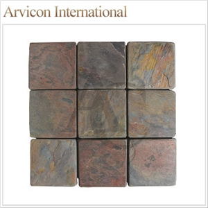 Kund Multi Slate Tiles & Slabs, Brown India Slate Tiles & Slabs