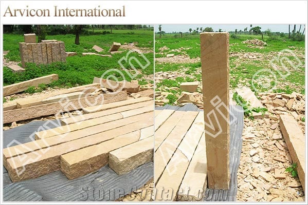 Lalitpur Yellow Sandstone Cube Stone & Pavers, Yellow Sandstone Paving Set