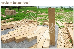Lalitpur Yellow Sandstone Cube Stone & Pavers, Yellow Sandstone Paving Set