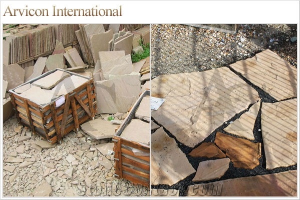 Lalitpur Yellow Sandstone Cube Stone & Pavers, Yellow Sandstone Paving Set