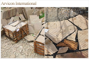 Lalitpur Yellow Sandstone Cube Stone & Pavers, Yellow Sandstone Paving Set