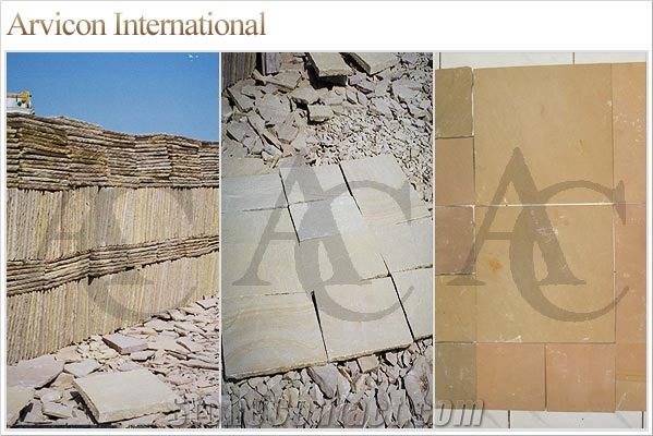 Lalitpur Yellow Sandstone Cube Stone & Pavers, Yellow Sandstone Paving Set
