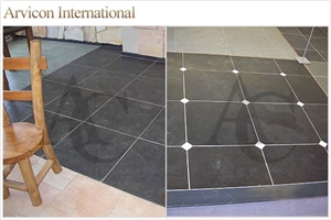 Lime Black, Black Limestone Flooring Tiles & Slabs, Flooring Tiles