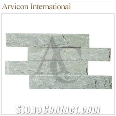 Lime Green Limestone Cultured Stone, Wall Cladding, Ledge Stone