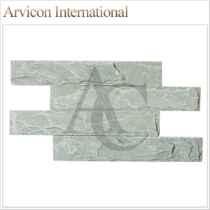 Lime Green Limestone Cultured Stone, Wall Cladding, Ledge Stone