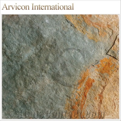 Mac Green Rustic Slate Tiles & Slabs, Multicolor Slate Tiles & Slabs, Flooring Tiles, Wall Covering Tiles