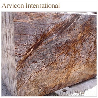 Rainforest Brown Marble Slabs & Tiles, India Brown Marble