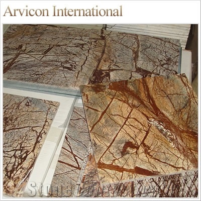 Rainforest Brown Marble Slabs & Tiles, India Brown Marble