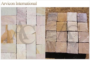 Raveena Sandstone Tiles & Slabs, Multicolor Sandstone Tiles & Slabs