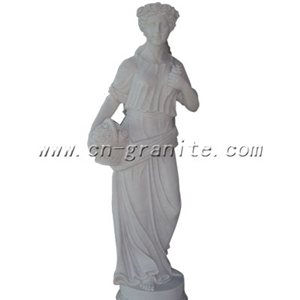Carving White Granite Sculpture & Statue, Young Lady Vantage Sculpture Outdoor Garden Decoration Granite Stone Carving