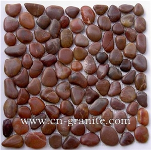 China Factory,Mosaic Pattern,Polished Red Pebble Mosaic Tile,For Garden Rode Paving,Floor Paving,Wholesaler-Xiamen Songjia