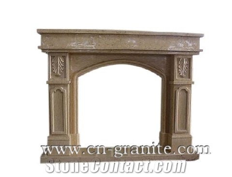 China Own Factory,Beige Marble Firplace,For Interior Decoration,Wholesaler,Quarry Owner., Fireplace Beige Marble Fireplace