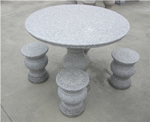 Flamed Granite Garden Table Set Garden Bench Exterior Furniture Park Garden Table Hot Sale Cheap Price, Grey Granite Exterior Furniture