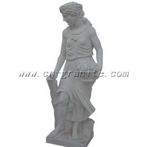 New Fashion Design Chinese Factory White Granite Human Sculpture & Statue, Lady Shape Beautiful Scuplture Garden Decoration