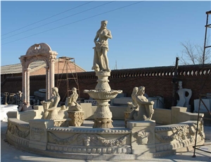 Own Factory China Grey Granite European Style Garden Fountains, Large Size Good Price Outsude Water Fountians