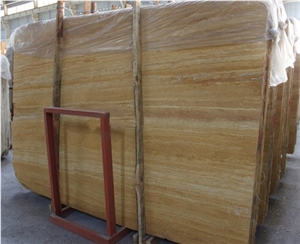 Own Quarry Polished Golden Travertine Turkey Tiles & Slabs, Cut to Size Wall Floor Covering, Yellow Golden Cheap Price Countertops Pattern