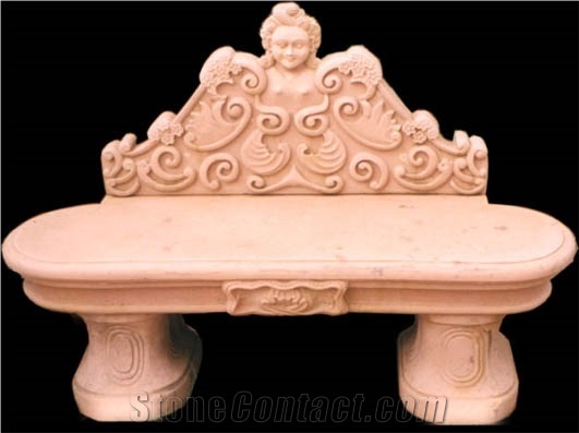 Dholpur Pink Sandstone Garden Bench