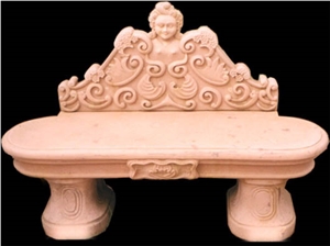 Dholpur Pink Sandstone Garden Bench