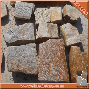 China Beige Quartzite Castle Rock Stone Cube Stone, Loose Stone Wall, Exterior Cultured Stone Wall
