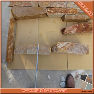 Golden Quartzite Masonry Stone Wall Cladding, Castle Cultured Stone, Stone Cultured Wall
