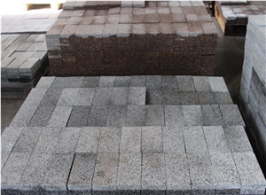 Pavers Sawn and Flamed, Granite Cut Cubes, Granite Pavers, Cobbles, Grey Ukraine Granite