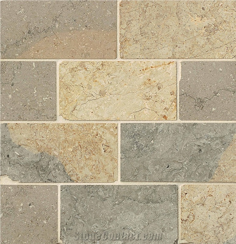 Alanya Limestone Pattern Tiles 3x6 Honed, Grey Limestone Turkey Tiles & Slabs