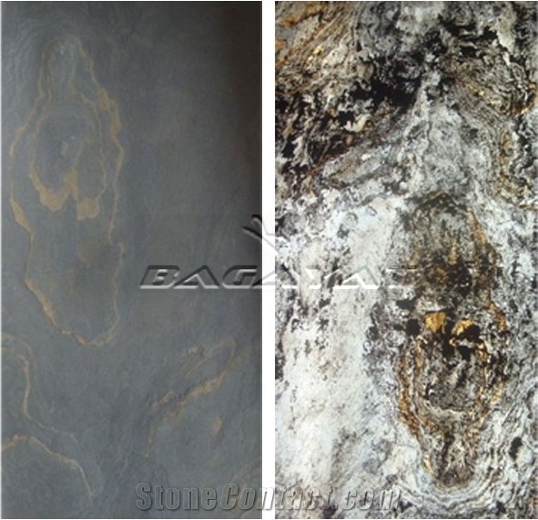 Uv Translucent California Gold Slate Thin Stone Veneer, Rustic Gold Translucent Slate Veneer