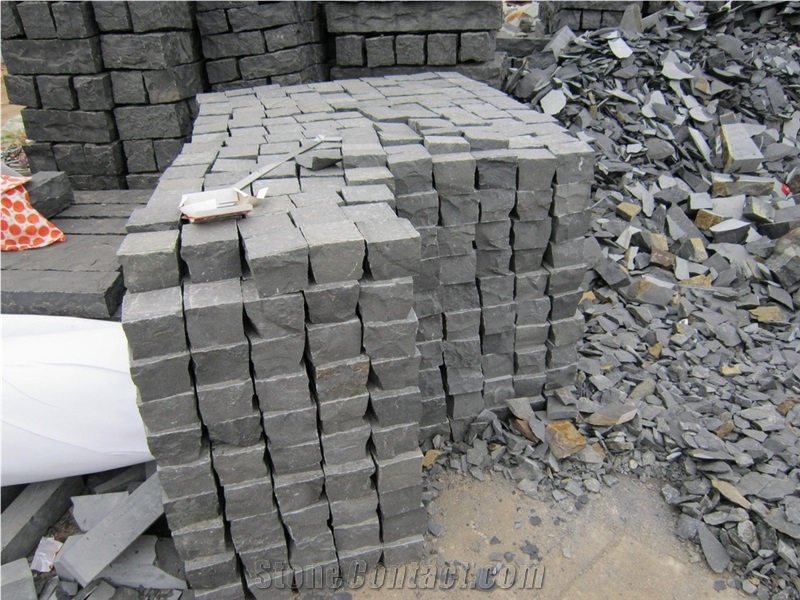 Zhangpu Black China Black Basalt Flamed Pavers/Cubes, Zhangpu Black Basalt Cube Stone & Pavers