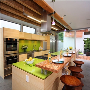 Apple Green Quartz Stone Countertops , 2cm and 3cm Available for American Kitchen Countertops and Vanity Tops