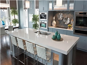 Beautiful and Friendly Surface Application Meterial for Worktop Quartz Stone Customized Products Like Kitchen Countertop and Bench Top Standard Sizes 108*26inch Thickness 2/3cm
