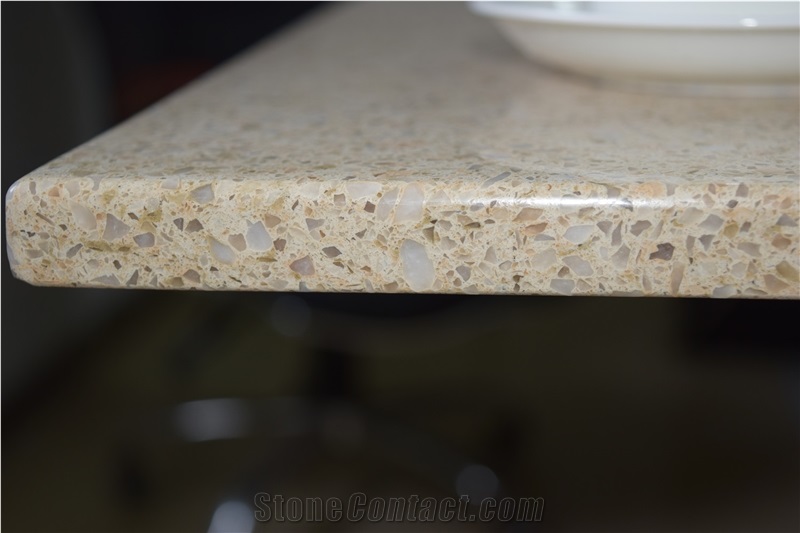 Bst C4014 Quartz Stone Kitchen Countertops with Bright Surface Directly from China Manufacturer at Competitive Pricing More Durable Than Granite Standard Sizes 108*26inch Thickness 2/3cm
