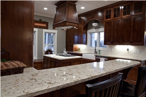 China Multicolor Engineered Quartz Stone 2cm and 3cm Available for American Kitchen Countertops and Vanity Tops, Standard Counter Top Size 108*26inch for Multifamily/Hospitality Projects
