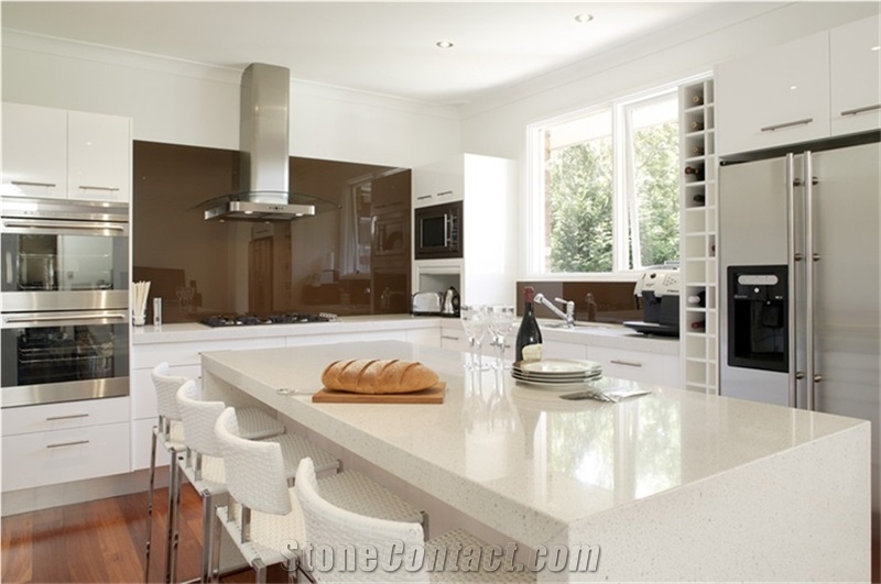 Pure White Absolute White Quartz Stone Slabs 2cm and 3cm Available